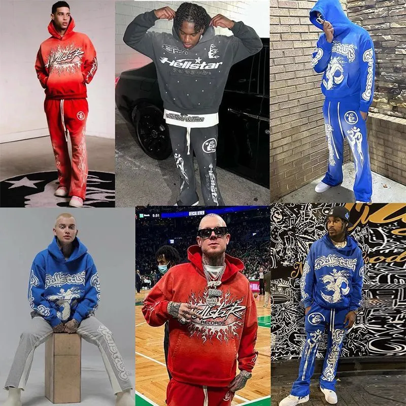 23 Hellstar Trailsuit Erkek Kadın Hoodie Pantolon Joggers Hellstar Tasarımcı Hoodies Trailsuit Sweatshirt Sweatshirt Sıcak Satış Renkleri Kırmızı Siyah Mavi Gri Pembe Giysiler