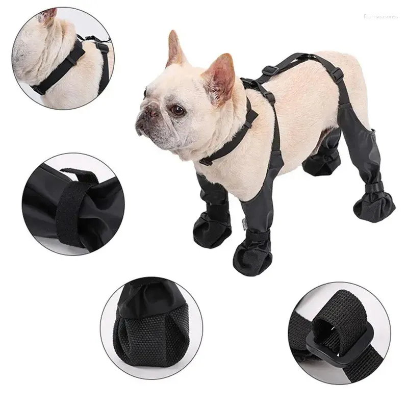 Vêtements pour chiens Chaussures imperméables bottes réglables pluie jour anti-dérapant animal boueux pour la marche en plein air pattes douces protéger