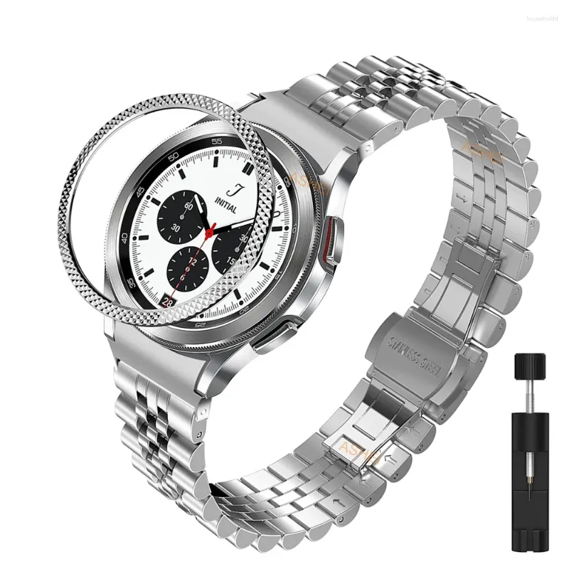 Watch Bands For Samsung Galaxy 4 Classic 46mm 42mm Band Stainless Steel Strap Bezel Protector 5 44mm 40mm