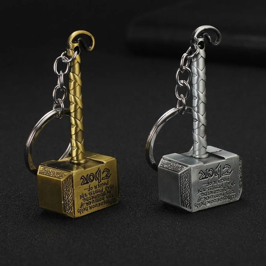 10pcs lot Movie students mens Rocky Accessories Hammer Keychains Quake Metal Key chains gift party Toy Props For Men238j