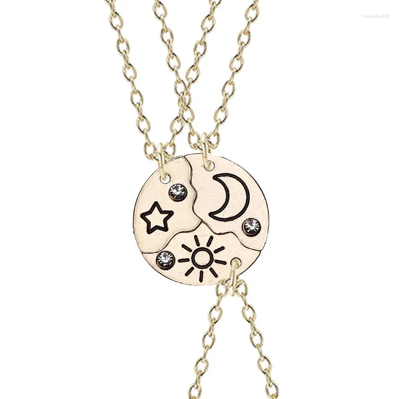 Ensemble ras du cou 3 pièces, pendentif soleil lune étoile, collier ami Bff amitié Couple, bijoux à la mode