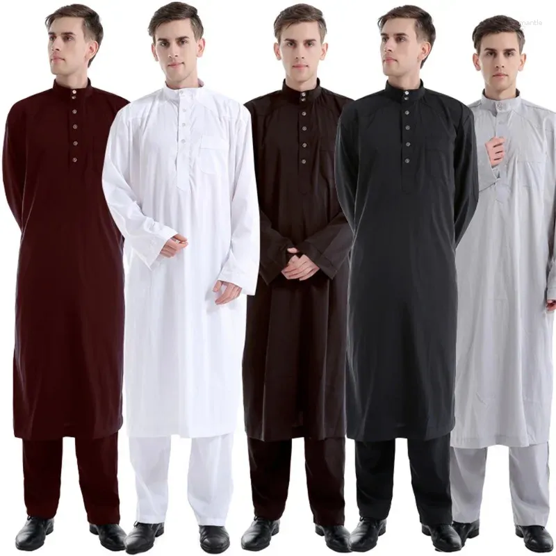 Vêtements ethniques Traditionnel Islamique Dubaï Saoudien Eid Jubba Abaya Thobe Arabe Musulman Ensembles Turquie Robe Hommes Robes Caftan Ramadan Kaftan