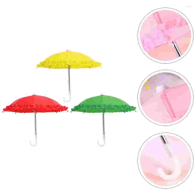 Paraplyer 11 tum små för hempografiska rekvisita dekoration 3 st