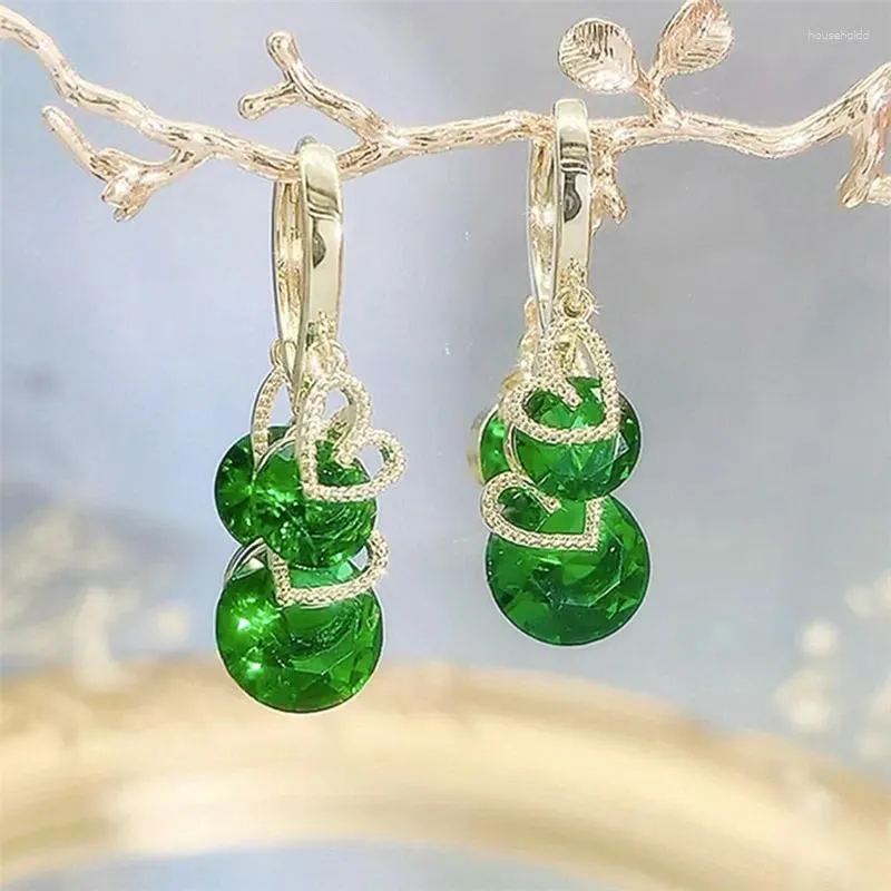 Orecchini pendenti di lusso verde per le donne 2024 temperamento Shinning zirconi orecchini gioielli partito all'ingrosso
