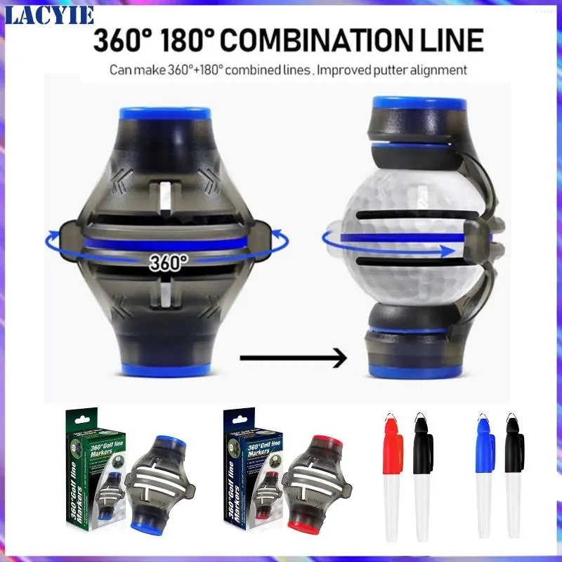 Ayudas de entrenamiento de golf Marcador de línea de bola de 3 líneas Rotación de 360 ​​° Herramienta de dibujo Marcas Plumas Conjunto Plantilla Alineación Poner Ejercitador Liner