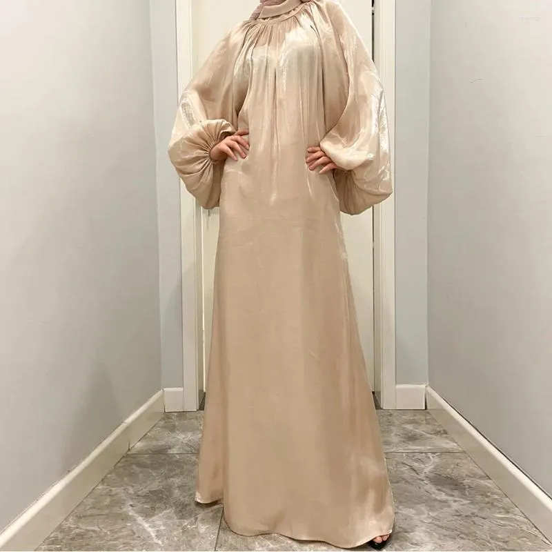 Abbigliamento etnico Moda Donna musulmana Maniche a lanterna Papillon Collo Maxi Abito da festa Dubai Abaya Ramadan Eid Caftano arabo saudita islamico