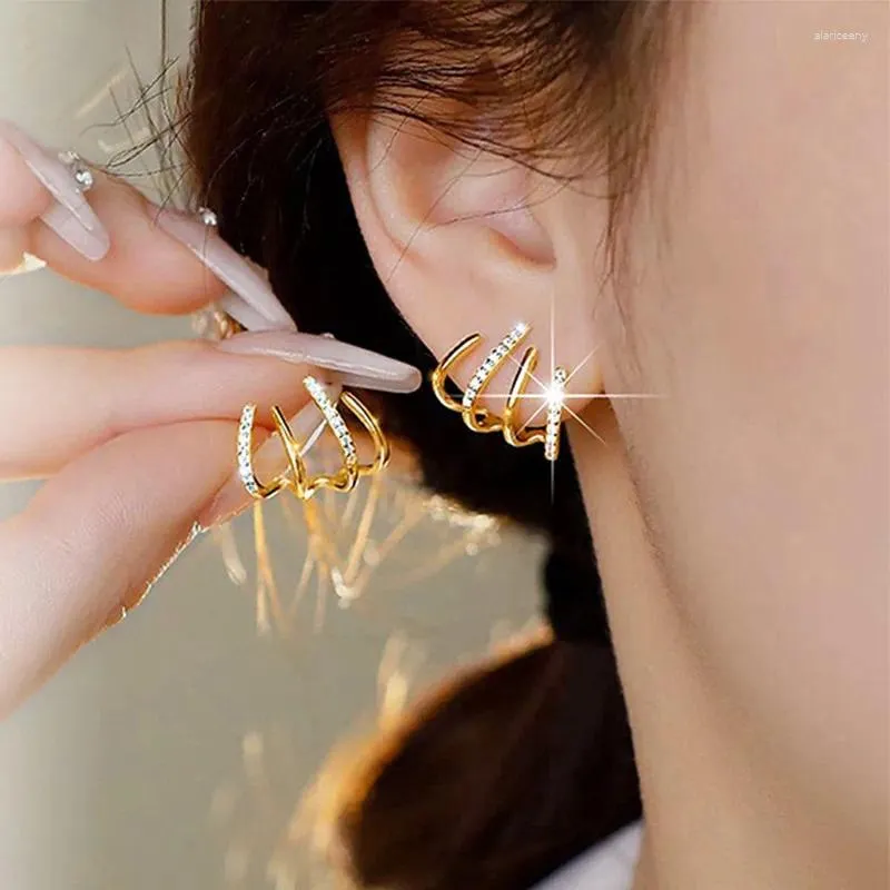 Studörhängen Claw Design för kvinnor Girls Shiny Zircon Crystal Korean Elegant Sweet Earring Trendy Party Jewelry Accessories