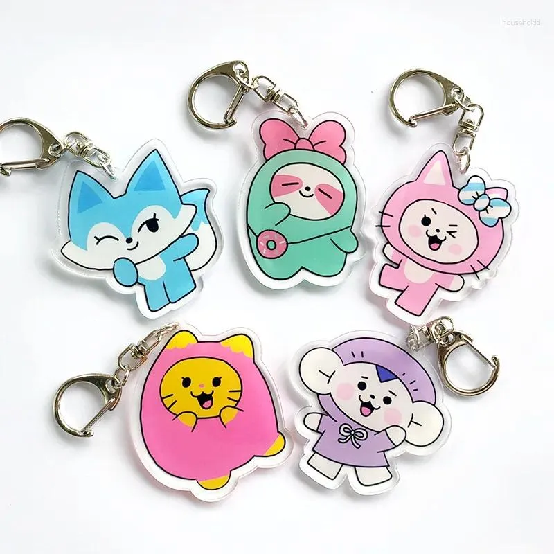 Keychains Kpop Itzy Mdzy Keychain Cartoon Image Acrylic Figur Pendant Keyring Bag Accessory Yeji Chaeryeong Ryujin Yuna Lia Fans Gift B11