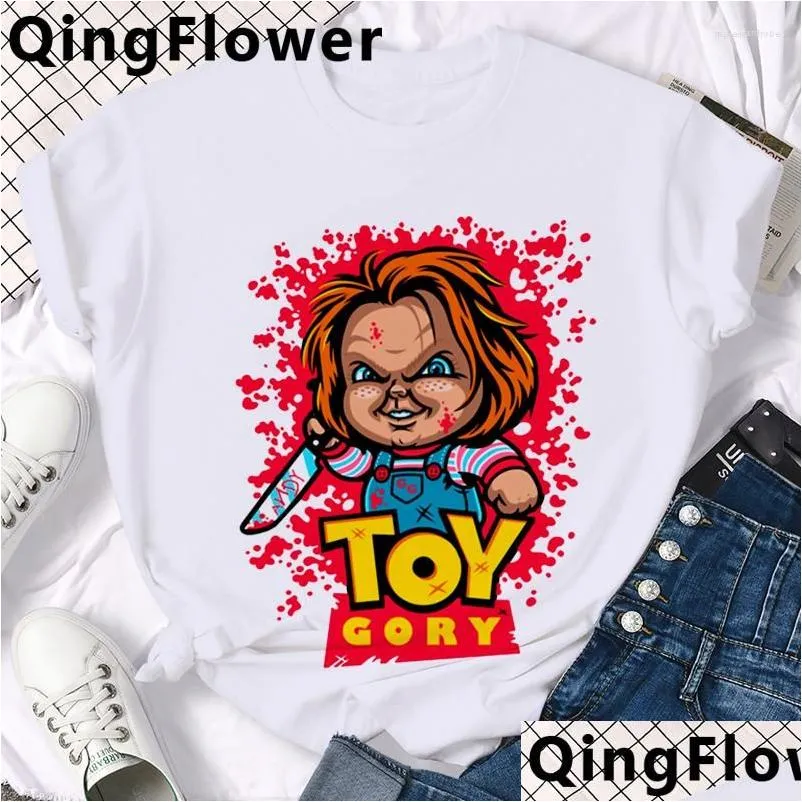 Heren T-shirts T-shirts Horror Chucky Grappige Cartoon Manga Shirt Mannen Esthetische Zomer T-shirt Casual Grafische Grunge Tshirt Hip Hop Top T Otea0