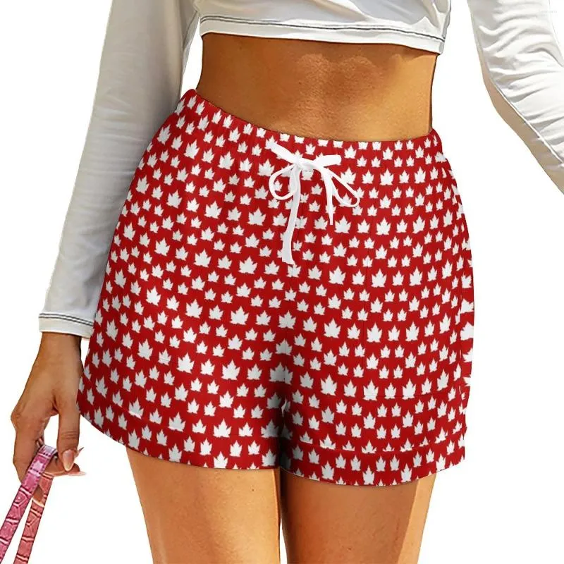 Shorts pour femmes drapeaux taille haute Canada drapeau conception avec poches printemps mignon surdimensionné pantalons courts vêtements de rue bas