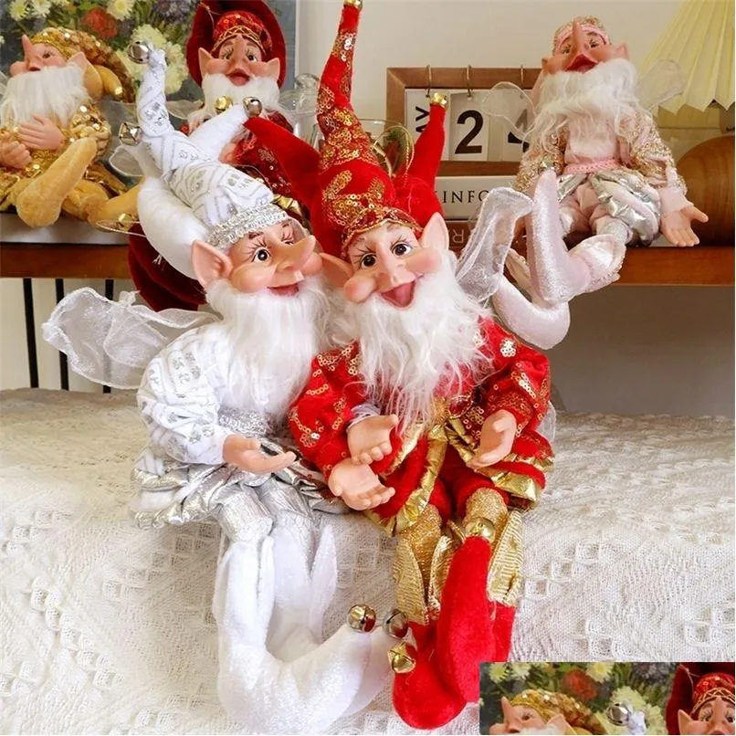 Dekoracje świąteczne 50 cm elf lalka zabawka świąteczne ozdoby ozdoby wystroju wiszące na półce stania dekoracja navidad noworoczne prezenty dhnhv