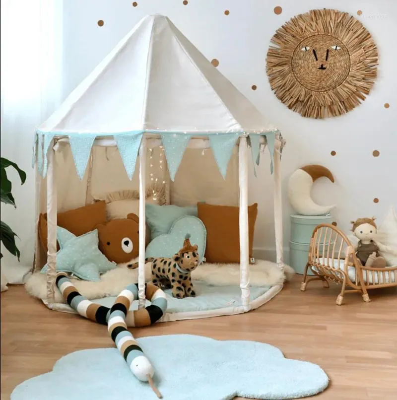 Tenten en schuilplaatsen INS Kinderkasteeltent Yurt Canvas Spelhuis Baby's Indoor Grote speelgoedleeshoek
