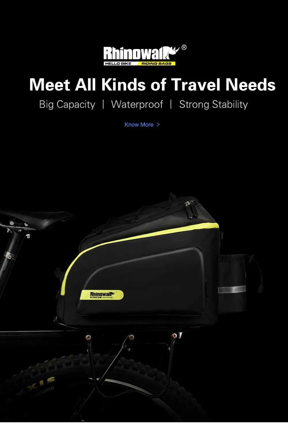 RHINOWALK New Bicycle Bags Mountain Bike Saddle Rack Trunk Bags Travel Cycling Luggage Carrier 17L Camera Handbag Waterproof (1)