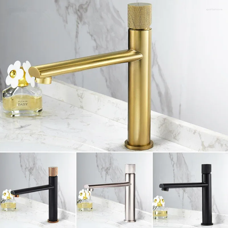 Bathroom Sink Faucets Black/Nickel Tap Faucet Brushed Gold Brass Basin Cold And Water Mixer Deck Mounted