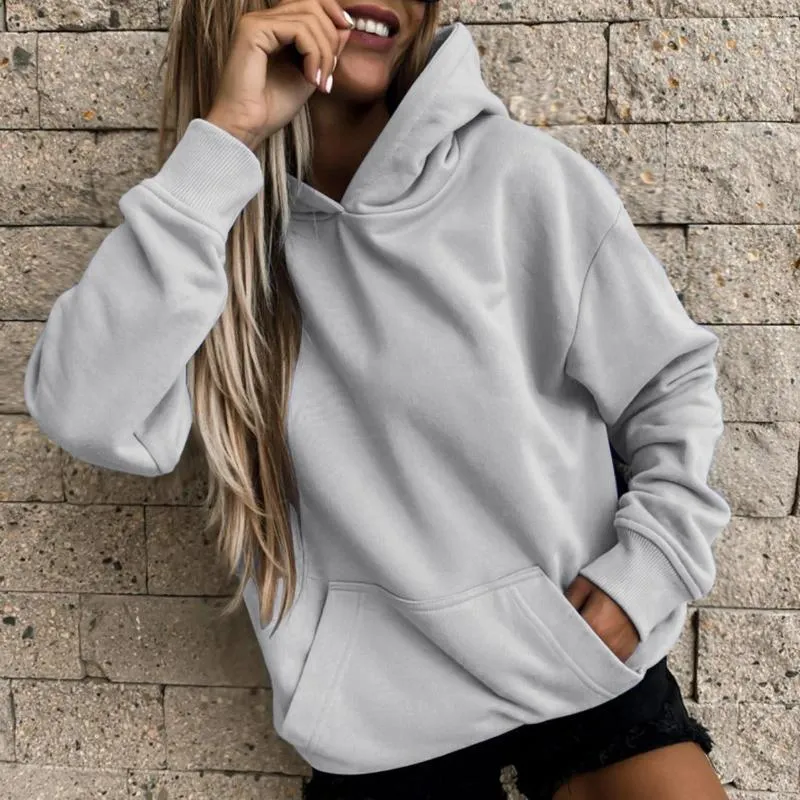 Hoodies للسيدات نساء بلوزات سقوط صلبة من الإناث الكورية المغطاة بالغطاء