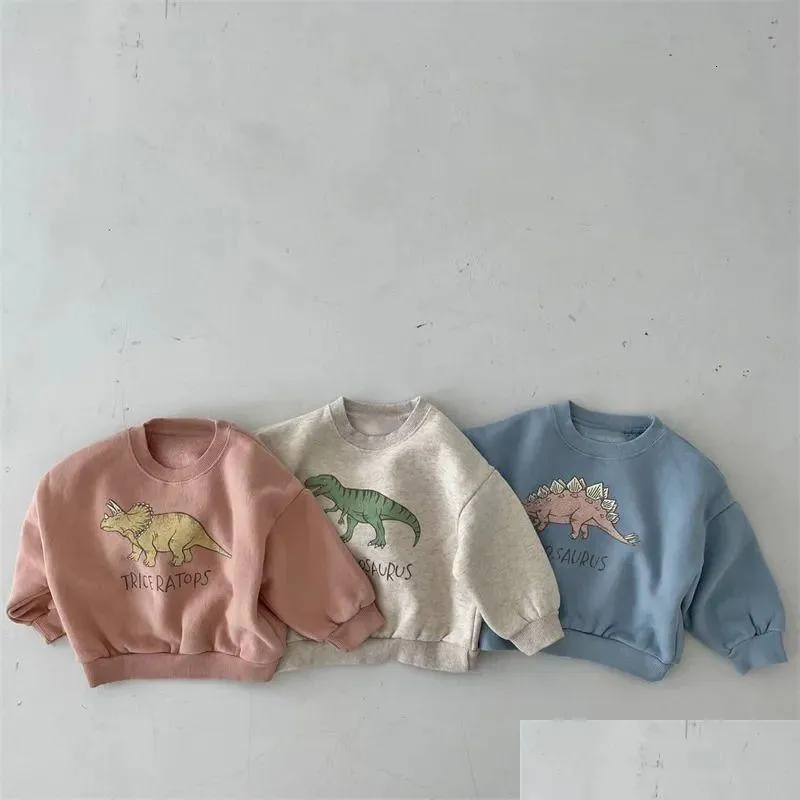 Pullover Plover Autumn Kids Hoodies Cool Dinosaur Plus Fleece Children Comfortable Sweatshirt 231018 Drop Delivery Baby Maternity Cl Dhb8X