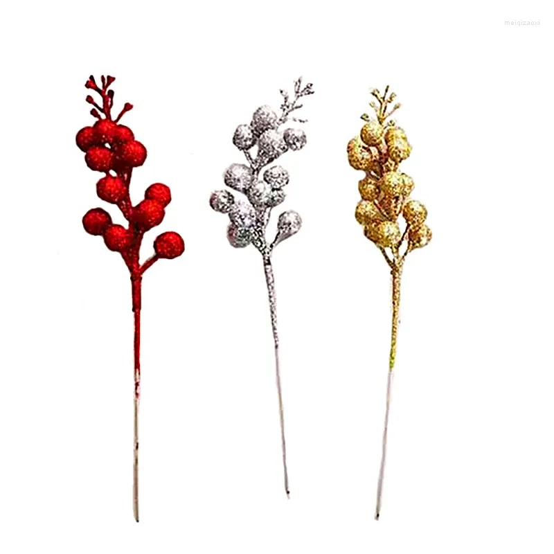 Decorative Flowers 5pcs Artificial Red Berry Spray Stem Faux Berries Autumn Christmas Home Decor Xmas Tree Year Supplies Gift Deco
