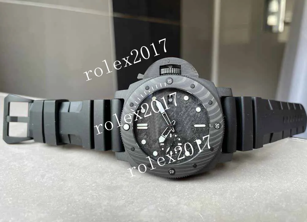 男性スーパーウォッチビジネスウォッチVSFファクトリー47mm自動ムーブメントウォッチ979 Carbotech vsff Best Edition Carbon Dial on Rubber Strap P.9010 Wristbatch