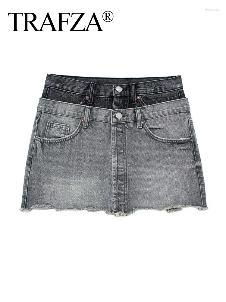 Mini Jupe En Jean Free People 'We The Free' - Noir Gris Délavé - Taille 30 Neuve étiquetée
