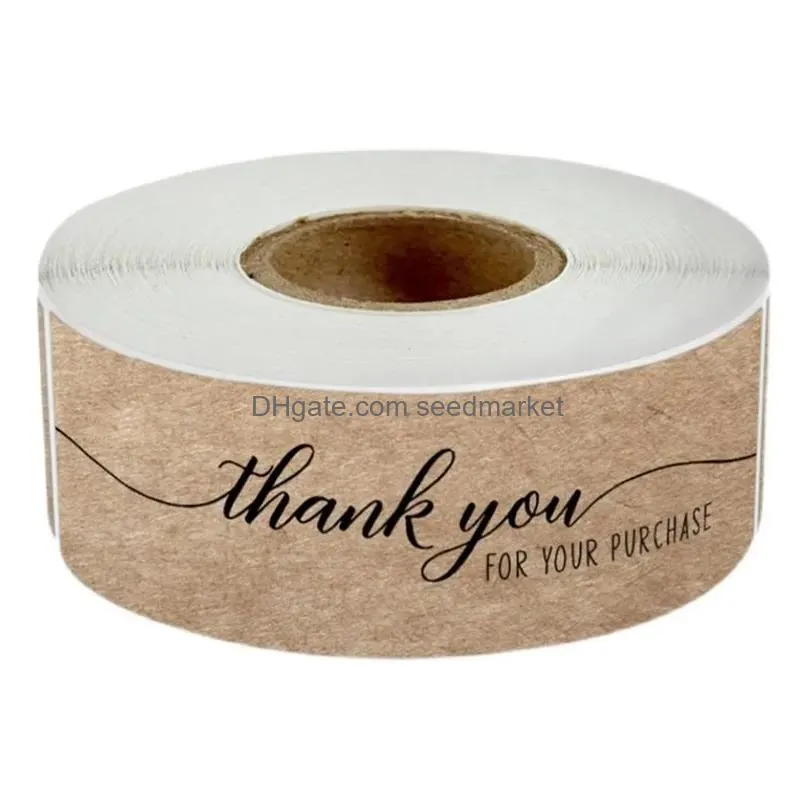 Cadeau cadeau 300pcs Merci pour votre achat Autocollants Kraft Papier Seal Étiquettes Sacs Cartes de voeux Bouquets de fleurs Wraps Tags Mail Dr Dhao7