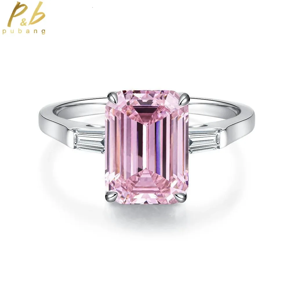 Pubang Fine Jewelry Diamond Ring Solid 925 Sterling Silver Pink/Green Gem skapad för Womenn Party Gift Drop 240124