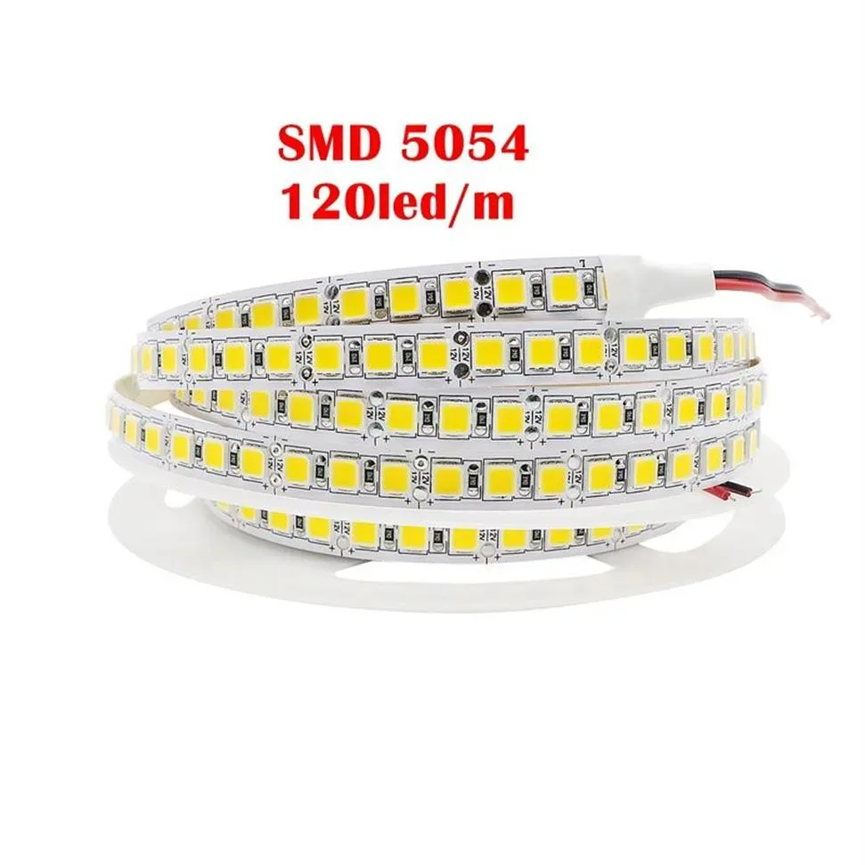 Umlight1688 SMD 5054 LED Strip 60LED 120 LED Flexible Tape Light 600LEDS 5M ROLL DC12V more bright than 5050 2835 5630 Cold white195F LL