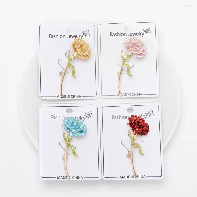 Broches œillet fleur pour femmes, en émail, 4 couleurs, Floral, pour vêtements de fête de mariage, épingles pour sac, cadeaux d'anniversaire pour maman, fête des mères