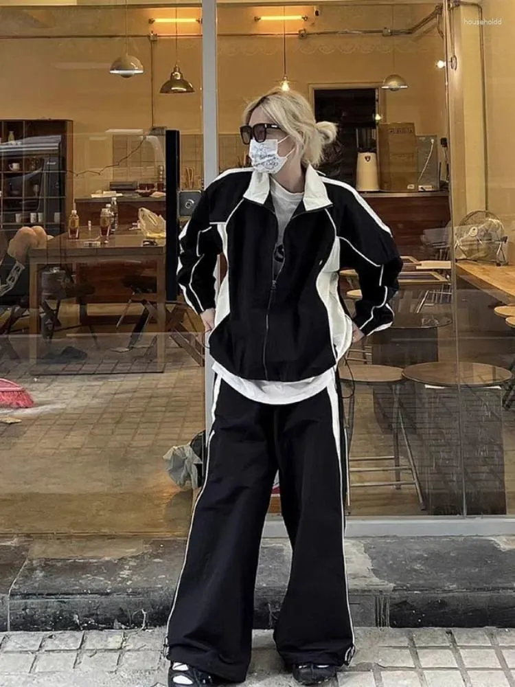 Damenjacken HOUZHOU Vintage Y2k Frauen Koreanische Streetwear Harajuku Patchwork Windschutz Techwear Übergroße Weibliche Frühling Oberbekleidung