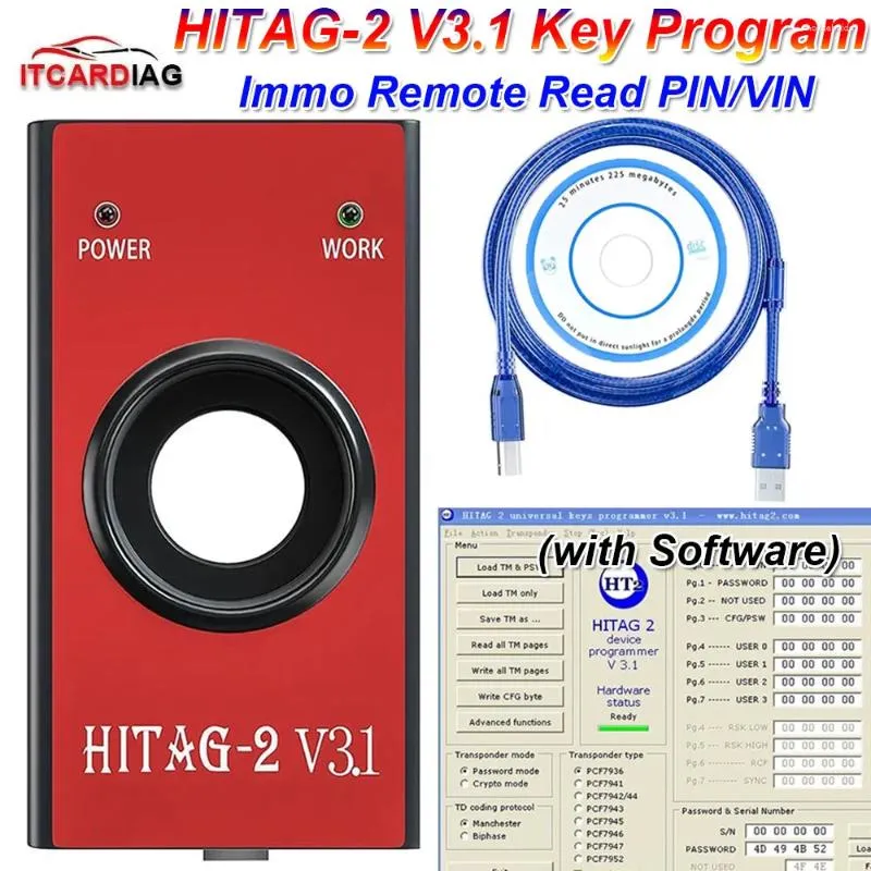 HITAG2 HITAG-2 V3.1バージョンオートキープログラマーOBD2カー診断ツールヒタグ2ユニバーサルトランスポンダーイモリモートリードピンVIN