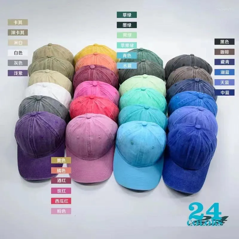 Ball Caps 20 Colors 2024 Vintage Men Washed Cotton Baseball Cap Customized Logo Print Women Sun Hat Spring Summer Snapback Dad