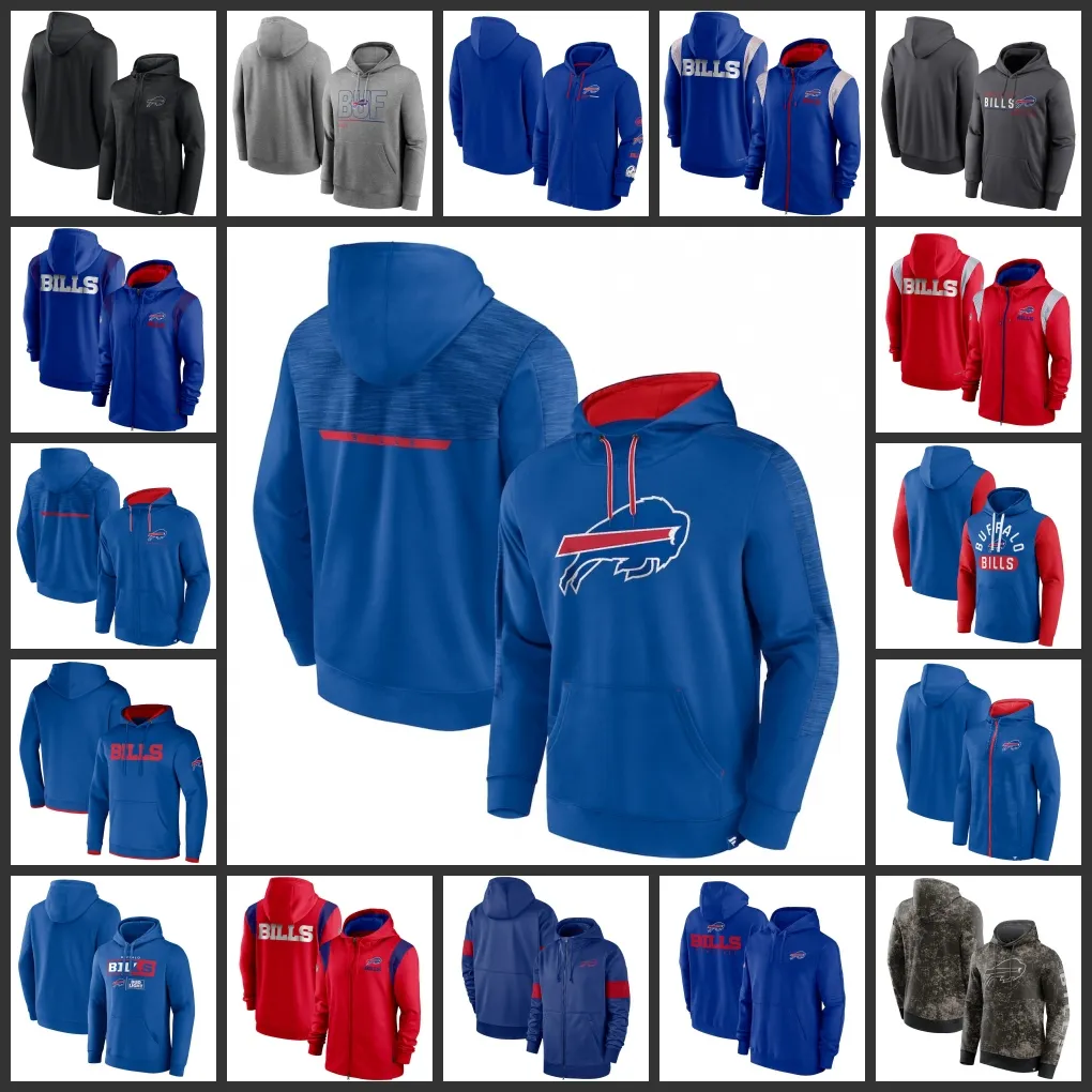 Buffalo''bills''men Royal Mideline Club Fleece Pullover Full-Zip Hoodie