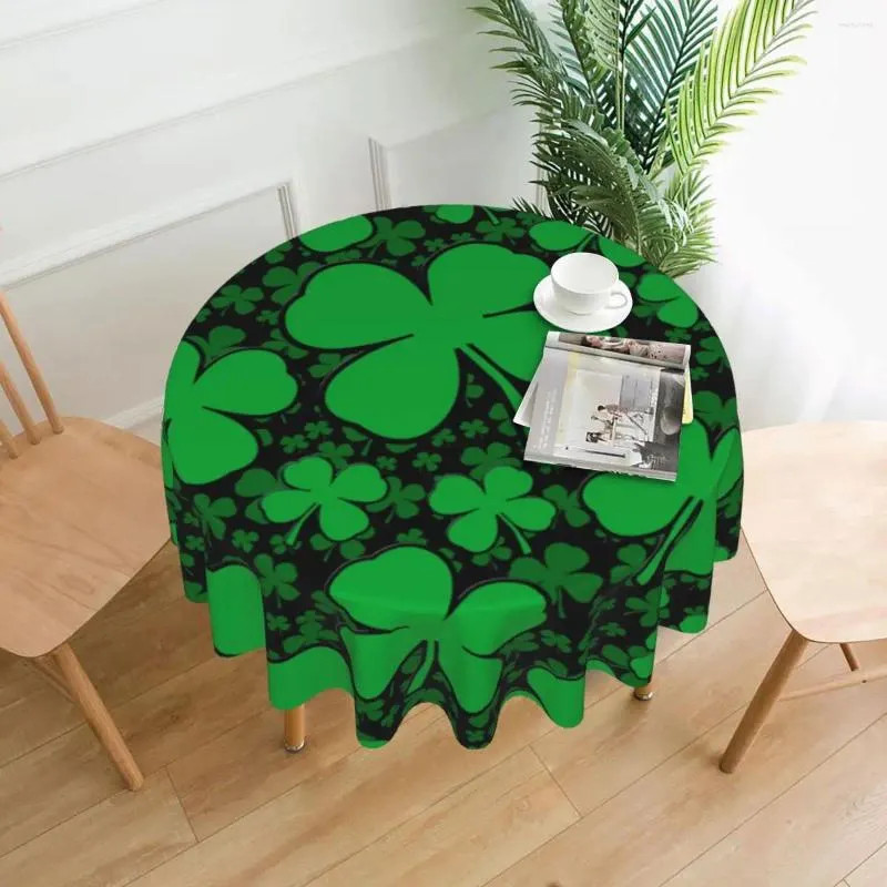 Bordduk St. Patrick's Day Round Tracloth En Shamrock Field Irish Protector Funny Events Christmas Party Design Cover