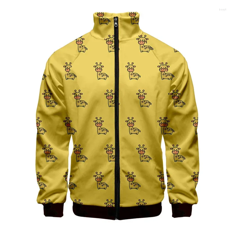 Men's Jackets Elephant Giraffe 3d Printed Jacket Men Cartoon Animal Pattern Coat Street Oversized Zipper Kids Tops Clothes