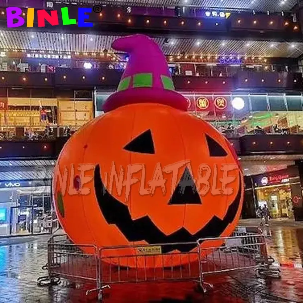 6mH (20ft) With blower wholesale custom made Halloween Inflatable Pumpkin model with led lights&witch hat,inflating customized Halloweens festival decoration