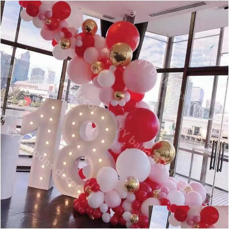 Partydekoration 123 Stück Babyparty-Luftballons Garland Arch Kit Rosa Rot Weiß Geburtstag Hochzeit Jahrestag Party Globale Dekoration Supp Dh0Bf