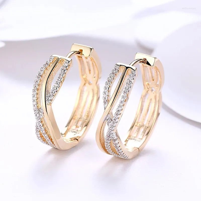 Backs Colkings 925 Silver 24 mm 18K Gold Twist Hoop for Women Fashion Wedding Biżuteria