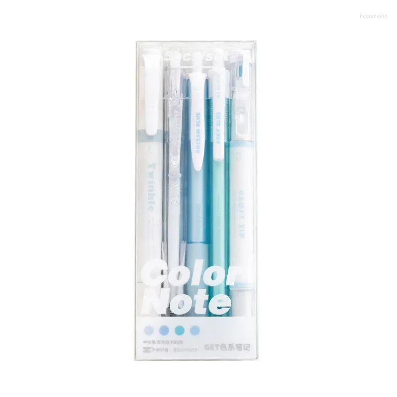 Ensemble de 6 stylos Gel Kawaii, surligneur de couleur, stylos d'écriture pour écoliers, fourniture de papeterie coréenne et japonaise
