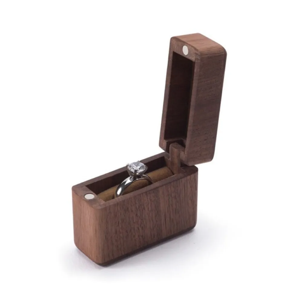 Деревянная коробка для колец, коробка для свадебных обручальных колец, коробка для ювелирных изделий, подарок F3MD255y