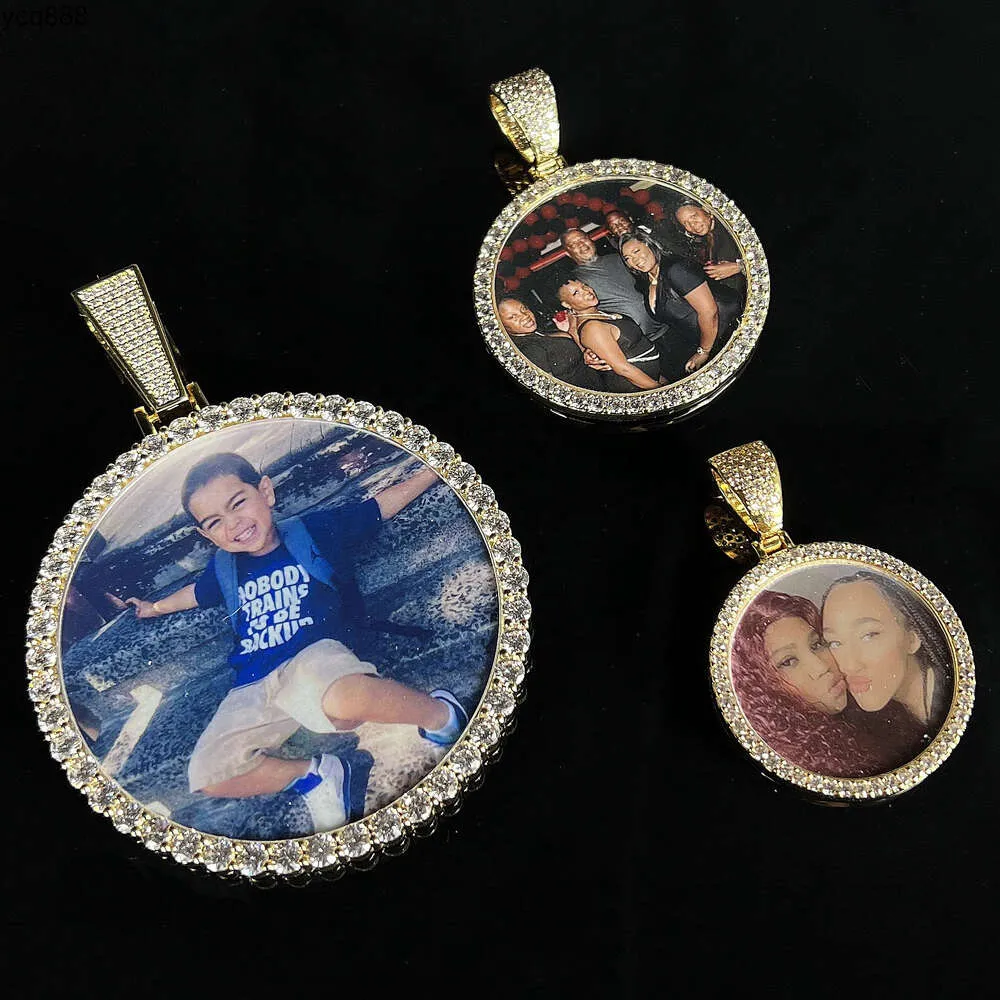 70mm Super Big Circle Photo Pendant Halsband Fotor Frame 18K Guldpläterad Charms Memory Photo Necklace Family Ny Year Gift