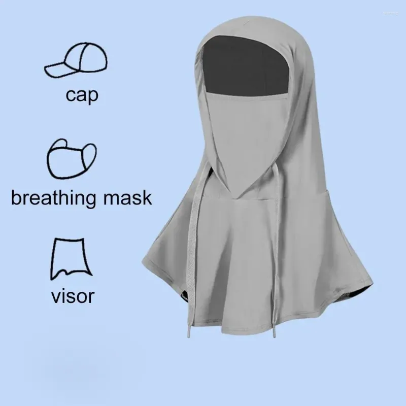 Lenços Full Face Máscara Ampla Brim Cycilng Pescoço Proteção para Mulheres UV Estilo Coreano Chapéu Silk Cap Protetor Solar