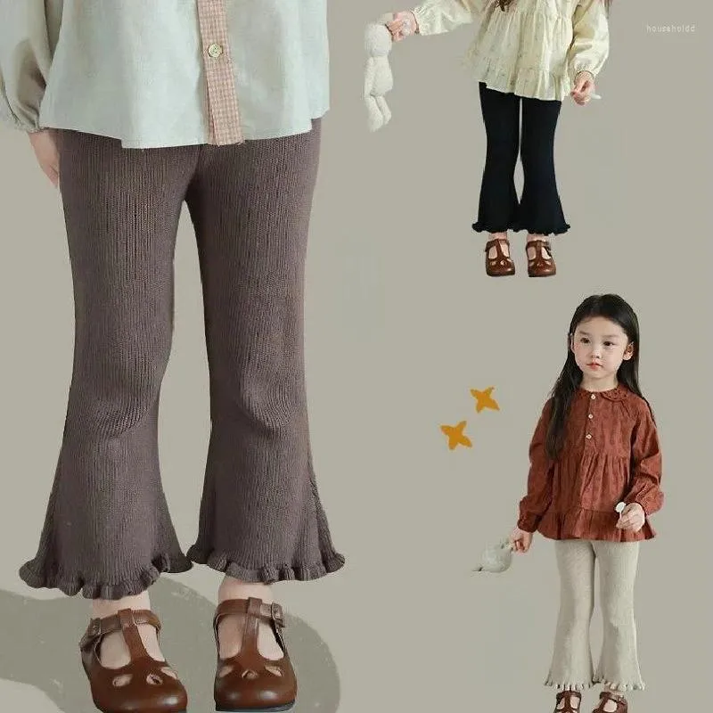 ズボン子供パンツ2024秋のファッションガールズ3色のピットベルボトムスフォールドレギンスカジュアル