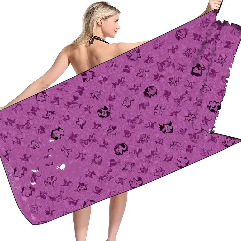 Serviette de bain en microfibre, absorbante, assortie avec tout, serviette de plage imprimée de dessin animé, douce, non pelucheuse, pour adultes, commerce extérieur