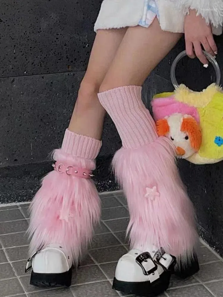 Ensemble de chaussettes en fausse fourrure pour femmes, 3 pièces, chauffe-jambes, couvre-bottes, gothique, japonais, Punk, Jk, longueur aux genoux, hip hop, Y2K, mignon, à la mode