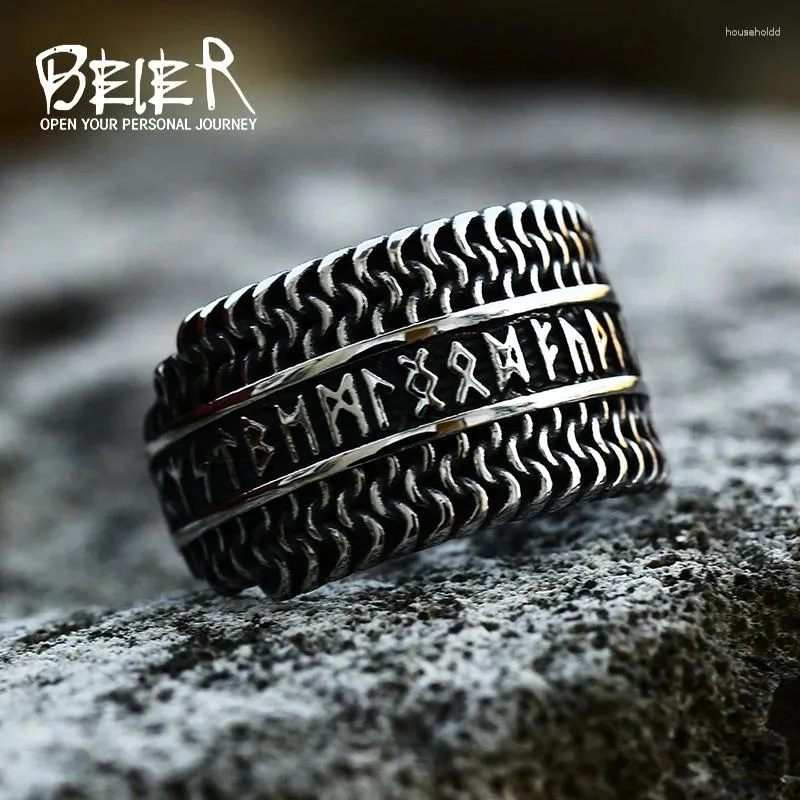 Cluster Rings Beier 2024 Fashion Viking Knot Stick Ring For Men Biker Runes Amulet Unique Shape Smyckespresent