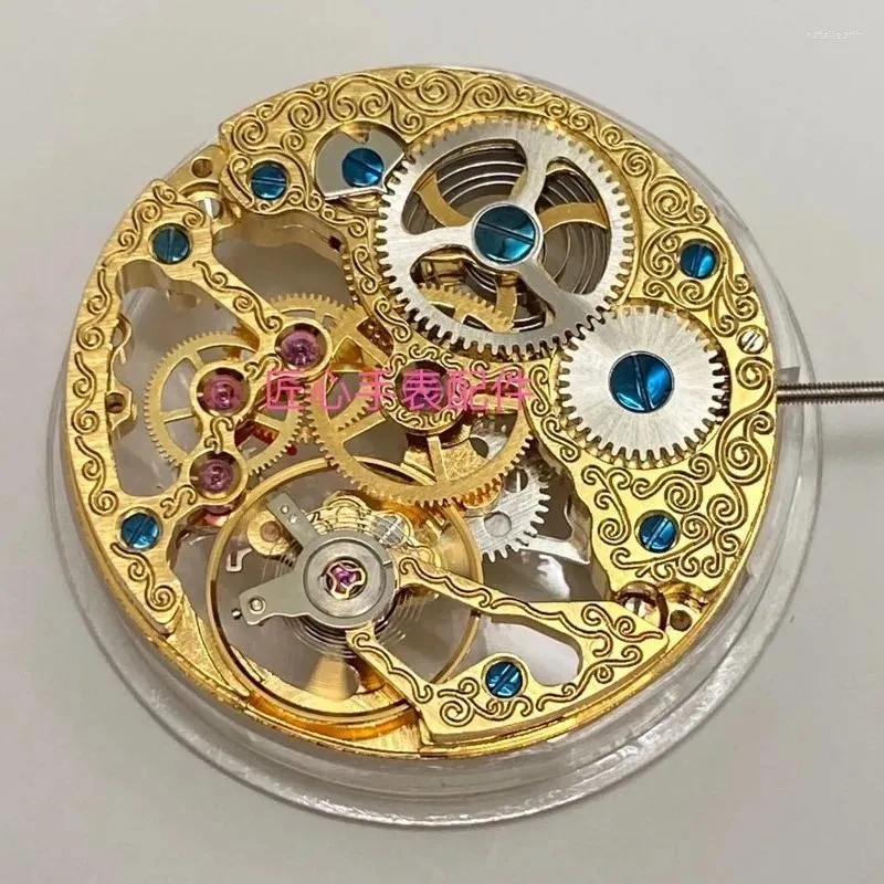 Watch Repair Kits Genuine Mechanical St3600 Golden Manual Skeleton Hand Winding 6497 Hollow Out Carved Flowers Movement For Men's