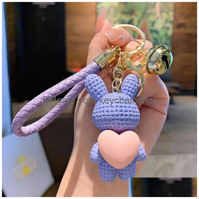 Keychains & Lanyards Keychains Lanyards Fashion Style Ins Trend Keychain Knitted Heart Rabbit Pendant Car Bag Decoration Jewelry Acce Dhpb1