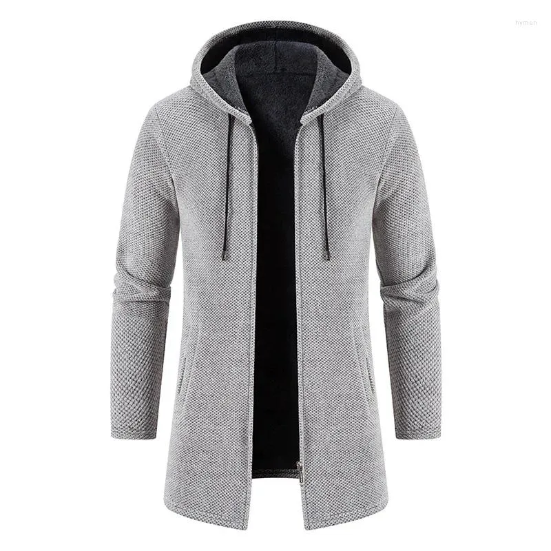 Herenjassen Heren Winter Lange Trenchcoat 2024 Gebreide trui Jas Fleece Windbreker Marine Turn-down Hoodies Rits Vest Mannelijke overjas