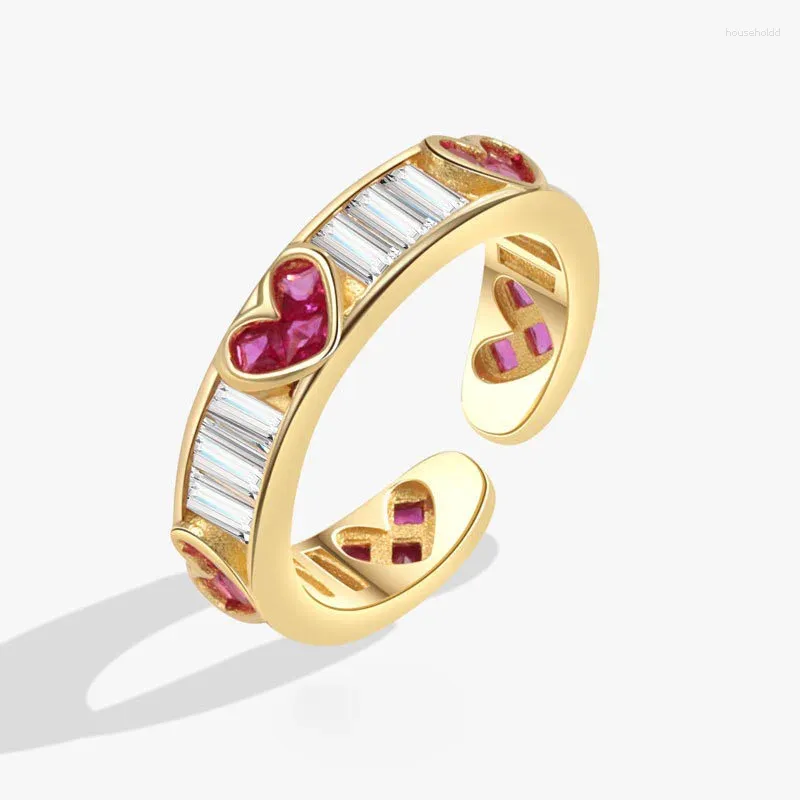 Cluster Ringen BF CLUB 925 Sterling Voor Vrouwen Mode Geometrische Handgemaakte Onregelmatige Gouden Hart Witte Stenen Ring Party Kerstcadeau