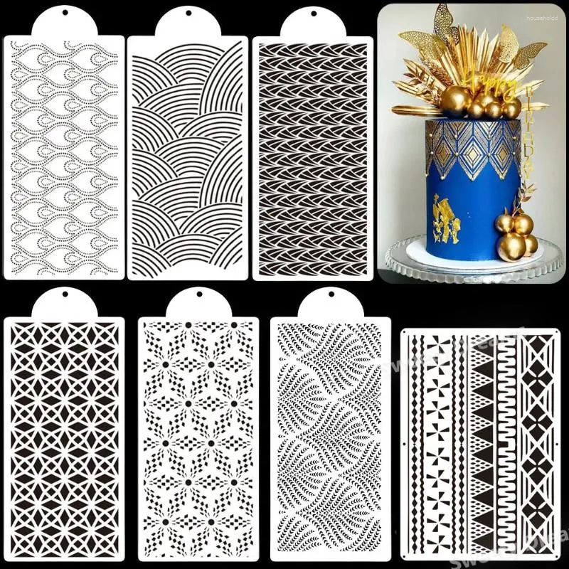 Moldes de cozimento DIY Bolo Stencil Template Mperial Wedding Lace Decoração Ferramenta Pastelaria Fondant Padrão Impressão