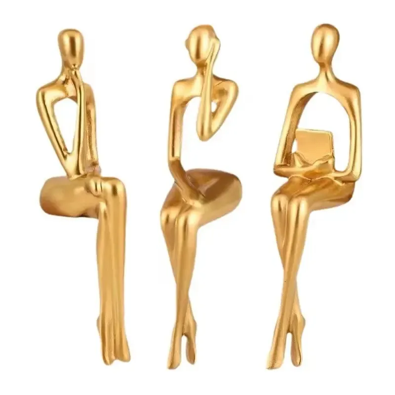 3 STKS Hars Abstract Figuur Ornamenten Moderne Creatieve Denker Standbeeld Woonkamer Boekenplank Sculptuur Woondecoratie Accessoires 240202